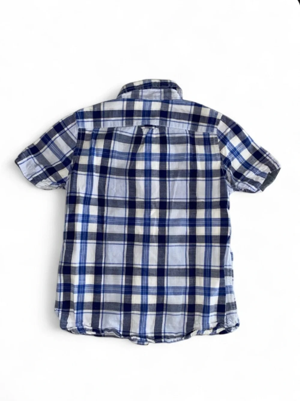 GAP Blue and White Plaid Short Sleeve Shirt